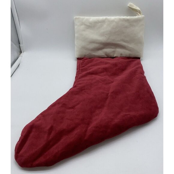Pottery Barn Sam Velvet Stocking Christmas Monogram Holiday Xmas Red Cream - Picture 8 of 11